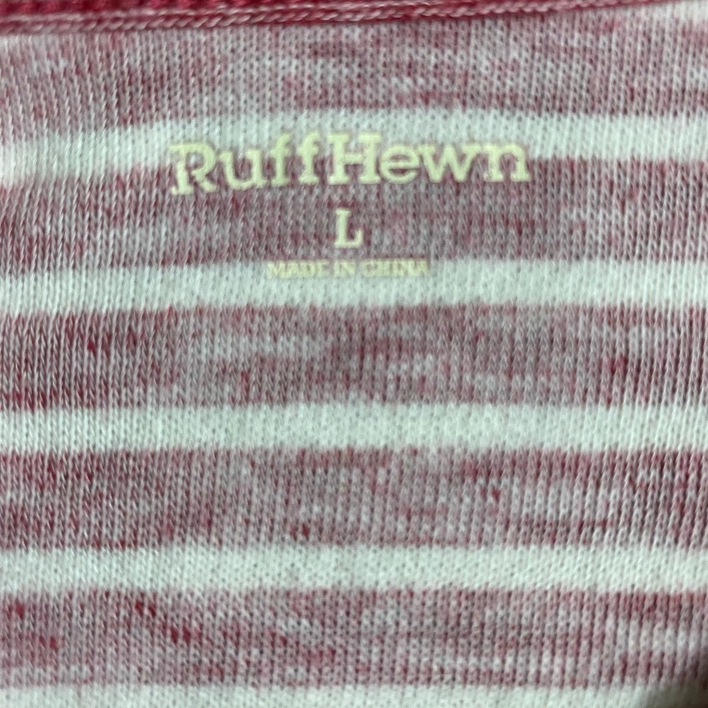 Ruff Hewn Tunic Womens Size Large V-Neck Red Off White Stripes Long Sleeves - Picture 5 of 7